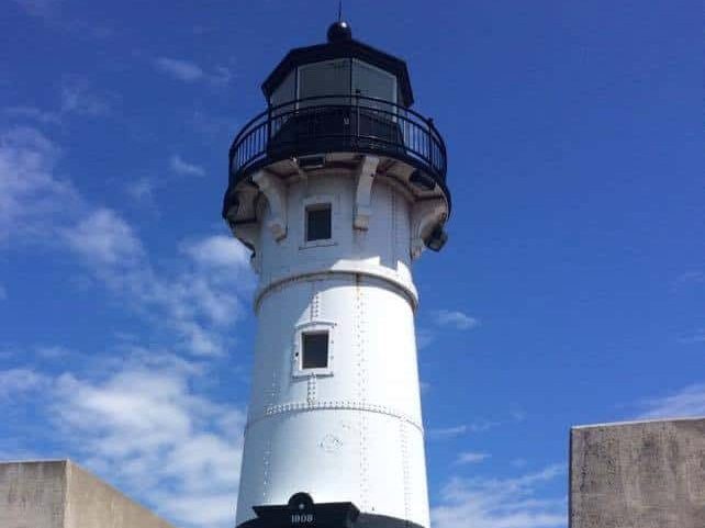 The lighthouse in the Duluth Harbor.