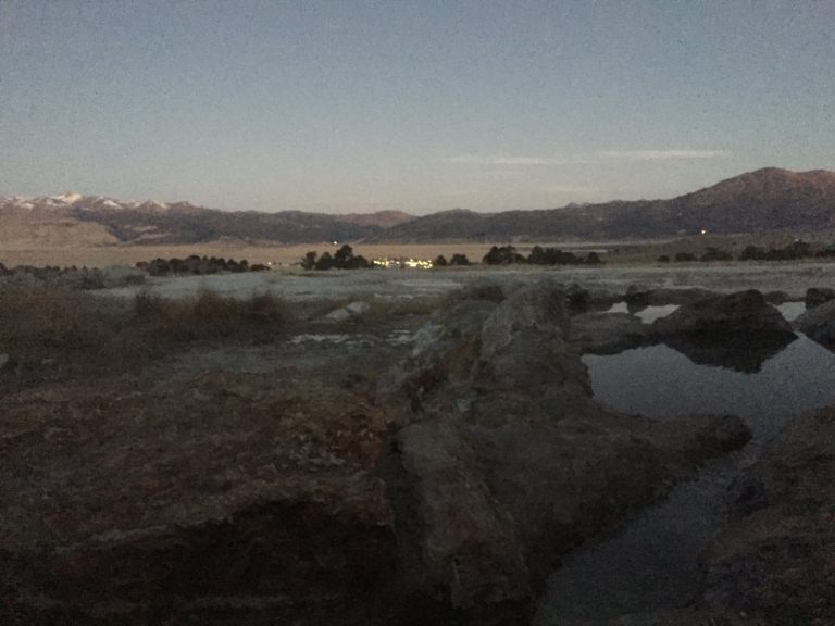 View of the town of Bridgeport from Travertine Hot Spring