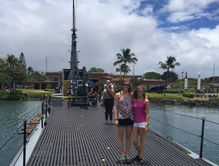 Standing on top of the submarine we toured!