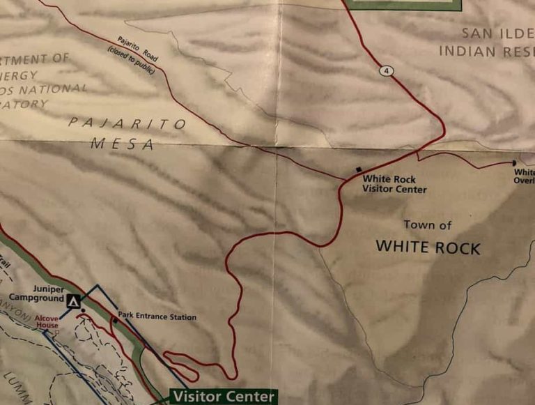 Map of Bandelier Visitor Center and Tsankawi Area