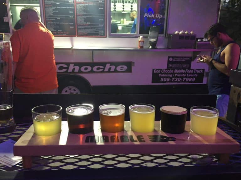 Beer flight at Marble Brewery with food truck