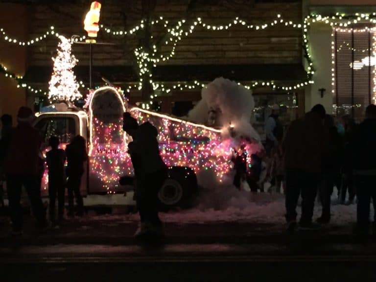 California snow (bubbles) at the Christmas parade