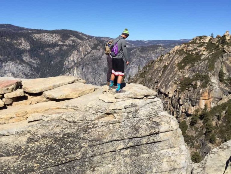 Adam and Corwin inching toward the edge at the Taft lookout.