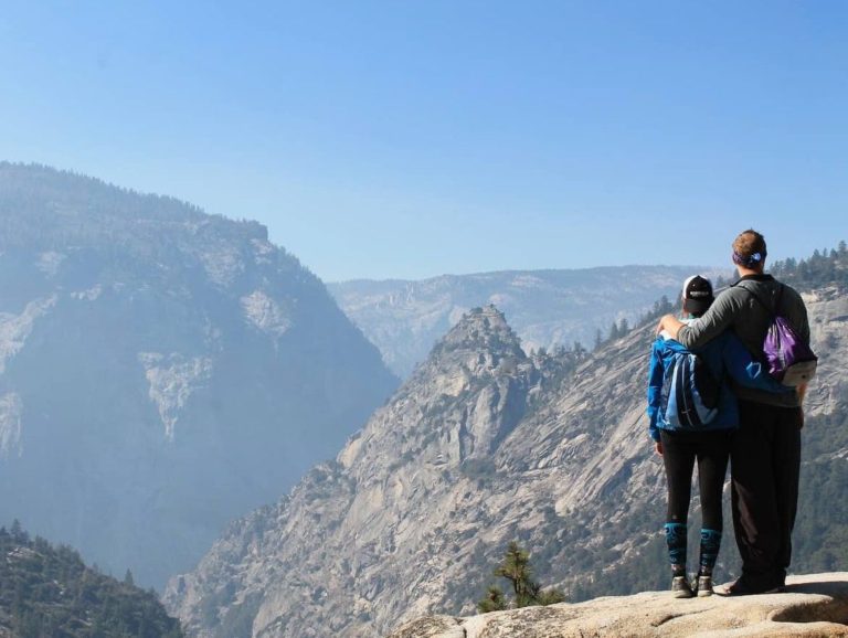 Checking out the view at the end of Mist Trail!