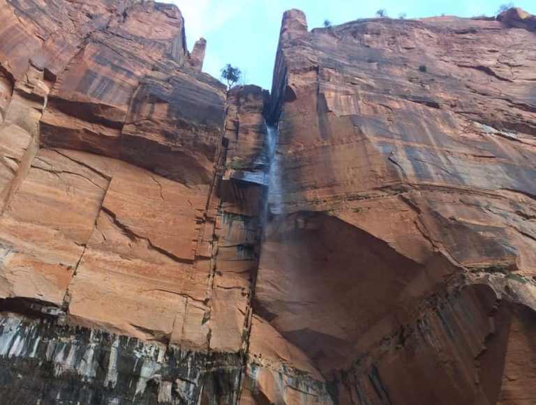 Emerald Pools – The water is low but if you look close enough, you can see the little waterfall.