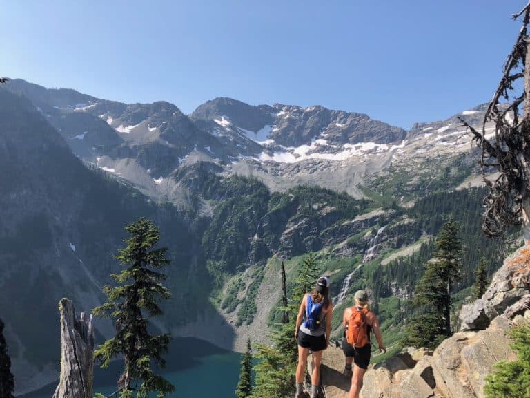 Checking out a waterfall on Maple Pass Trail!