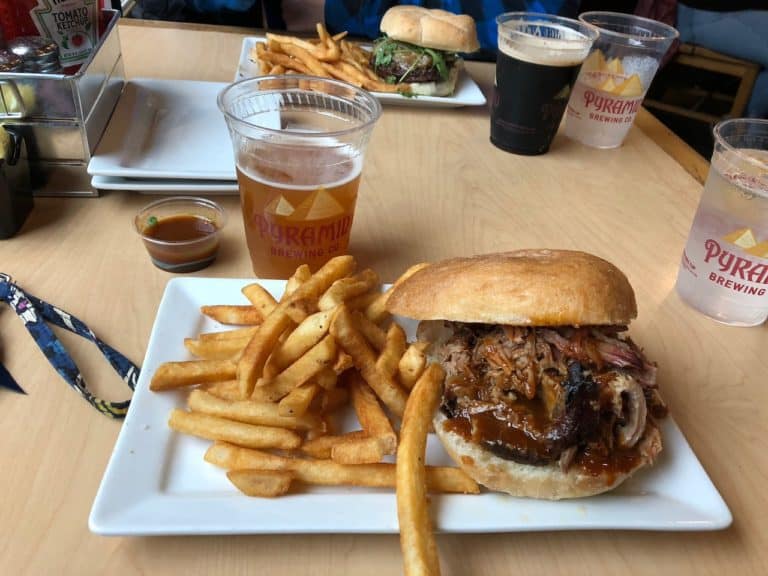 Tasty sandwiches with beer compliments at Pyramid