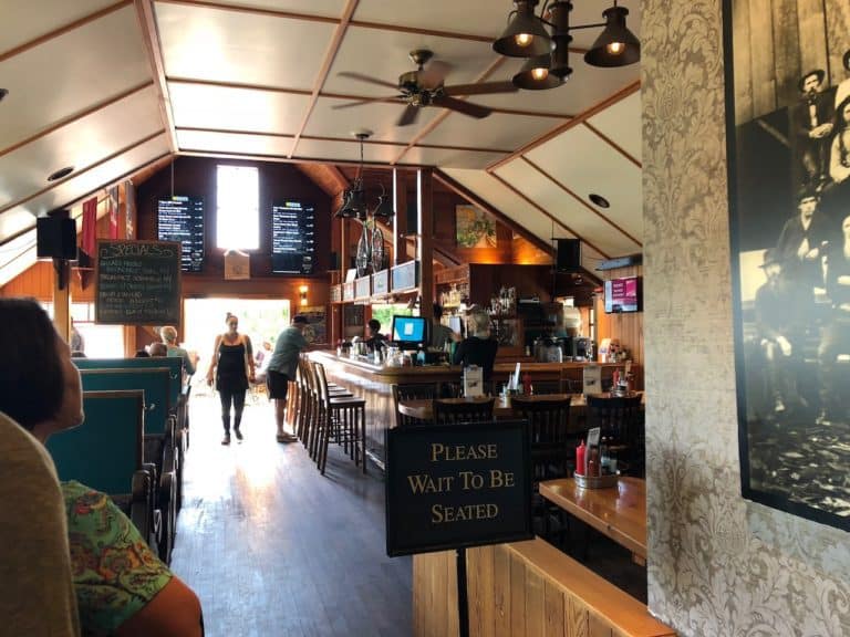 The inside of the renovated historical house on the water.