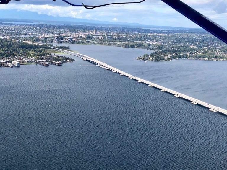 The floating bridge over Lake Washington