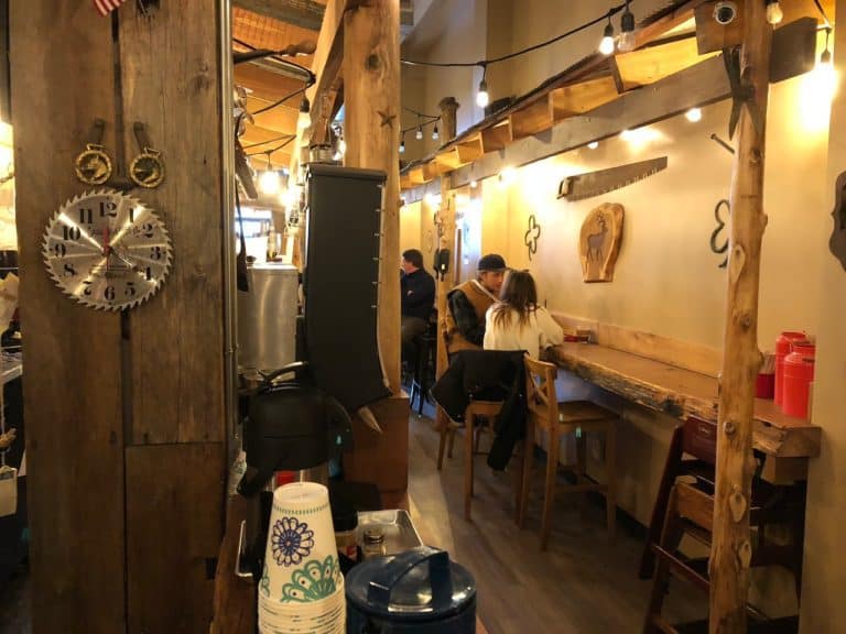 Cute and cabin-like interior of Bada NW Coffee Bar