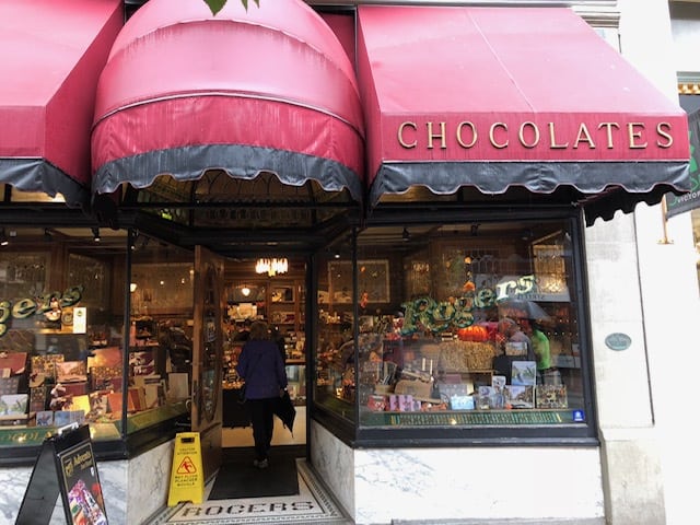 Rogers' Chocolates: where our walking tour ended!