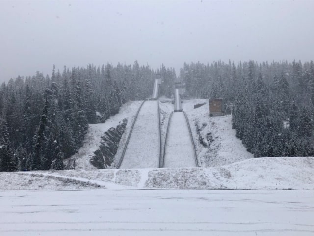The ski jumps used during the 2010 Olympics in Vancouver.