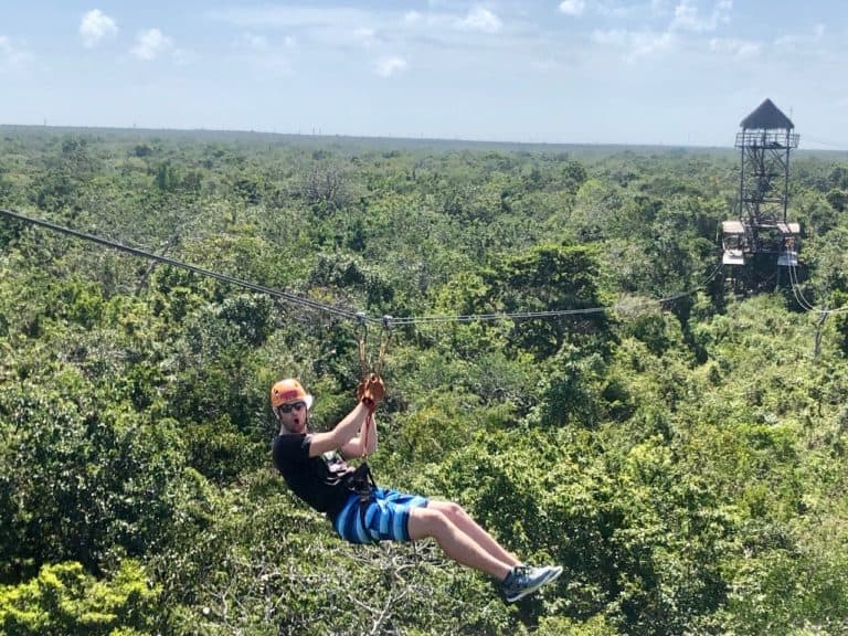 Adam's first time zip lining!