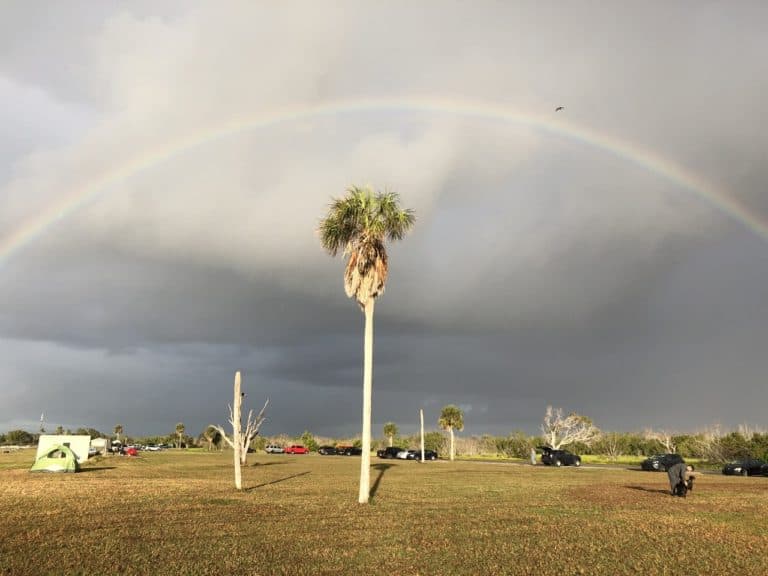 The morning brought rain to our campsite, but the rainbow made it worth it!