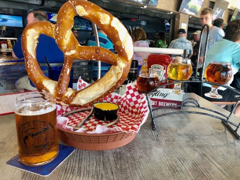 Decent beers accompanied by a giant pretzel!