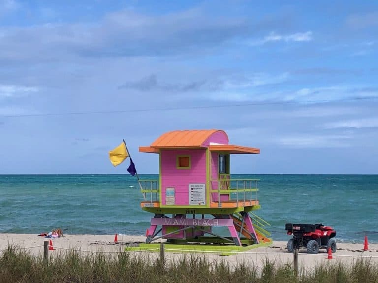 The colorful lifeguard huts are fun! Miami Beach is the calmer alternative compared to South Beach.