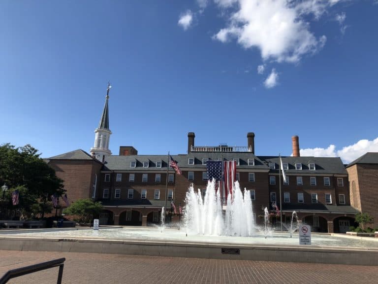 The Market Square Garage is under this fountain: park here!