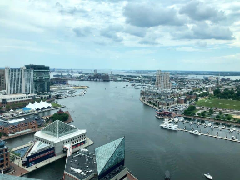 View of the Inner Harbor from the top of the World Trade Center.