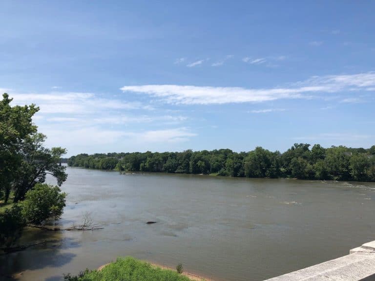 Crossing the Gervais Street Bridge over the Congaree River.