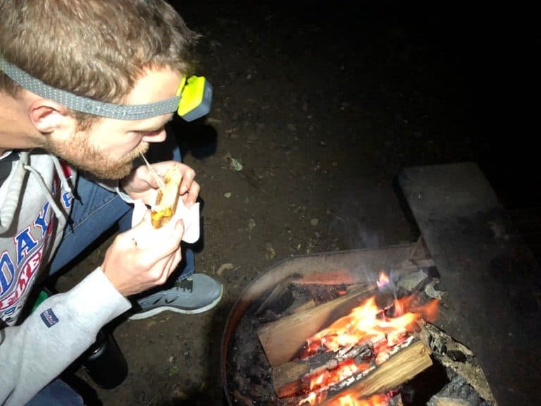 One of our favorites - grilled cheese over the fire!