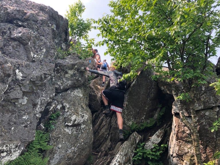 A glimpse of the rock scrambling on the Bearfence Trail.