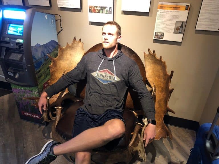 Adam found a great moose's butt chair at this brewery!