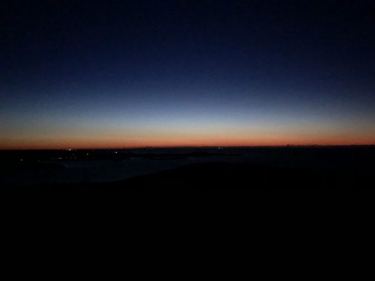 The first sign of light from the Cadillac Mountain Summit!