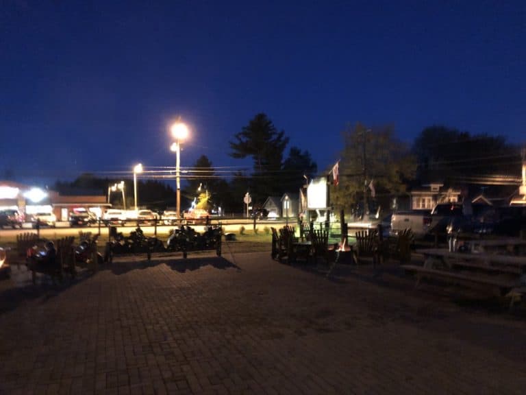 Where they have a nice patio with fires (and of course, Adirondack chairs)!