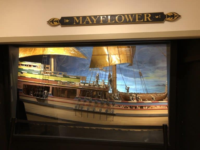 A model of the Mayflower.