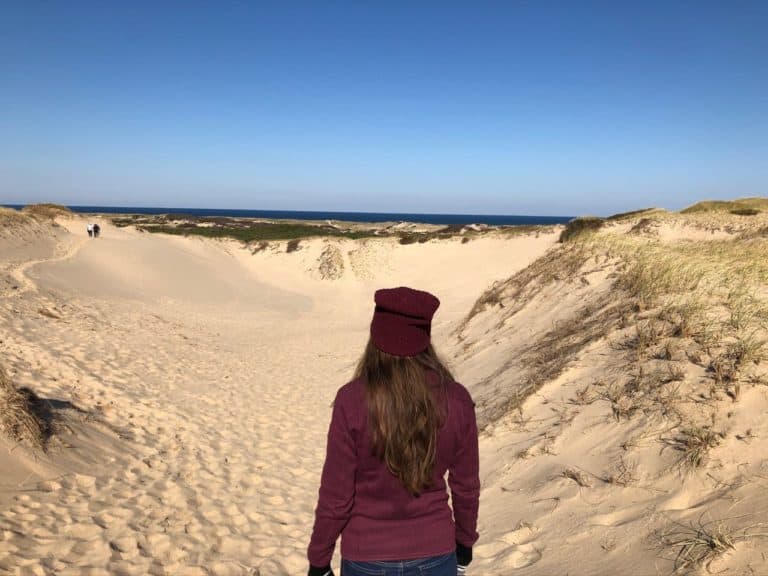 Hiking the dunes to get to the water!