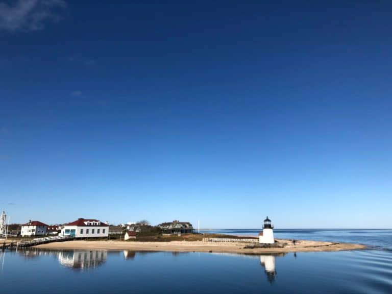 Brant Point Lighthouse on the way into the Nantucket Harbor.