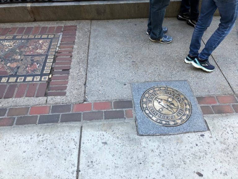 This is how the Freedom Trail is marked throughout the city!