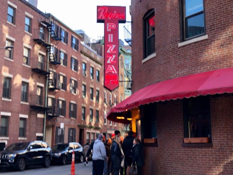 Pizzeria Regina, where there always seems to be a line.