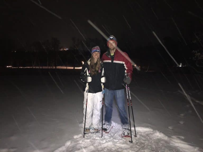 A fun night time snowshoe through the powder!