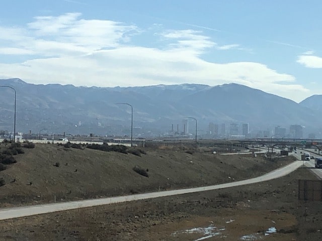 Downtown Salt Lake City nestled in the mountains.