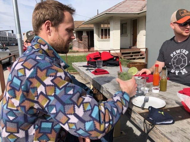 Enjoying fresh-squeezed limeade!