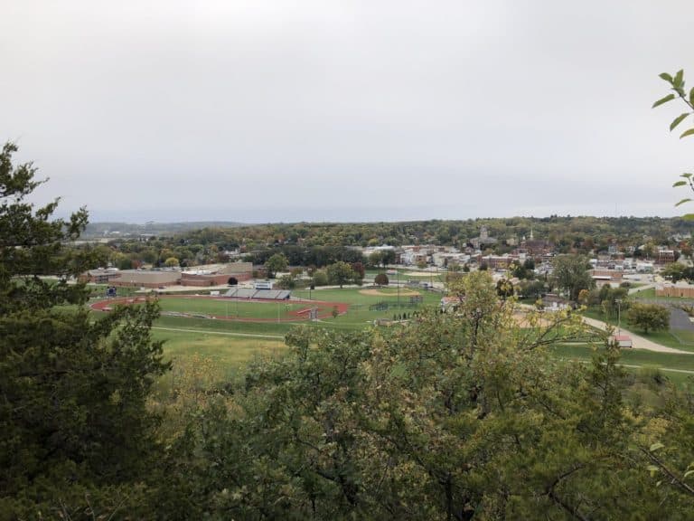 View of Decorah from the Upper Ice Cave Hill Trail!