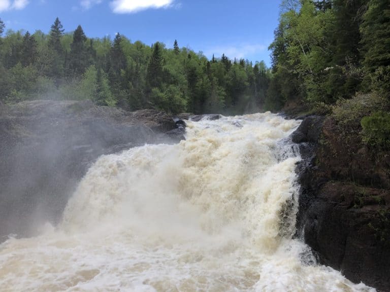 Taking in the mist from the waterfall!