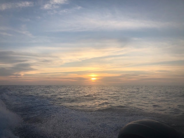 Enjoying the sunset on our ride out!