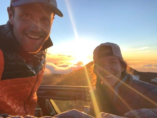 Enjoying the sunset above the clouds!