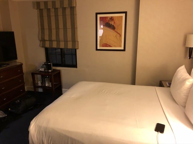 Small, but standard hotel room.