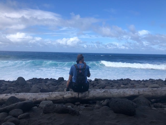 Adam pondering our next adventure!