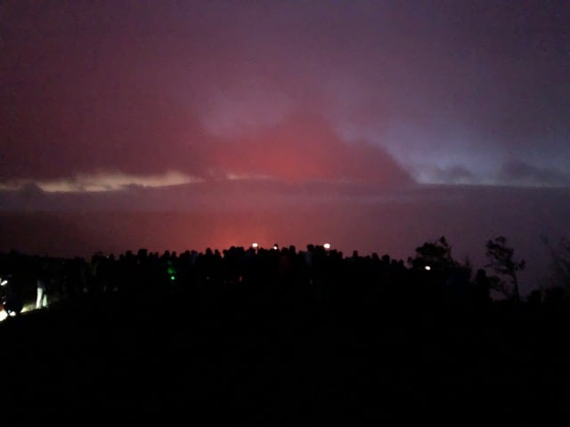 Joining the crowd to watch Kilauea erupt at night!