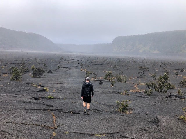 On the floor of a vast crater.