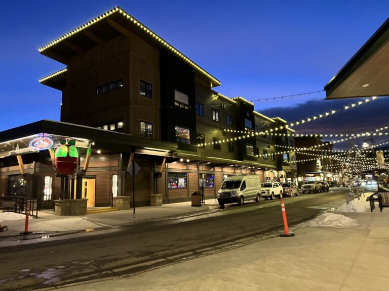 Big Sky Town Center at night.